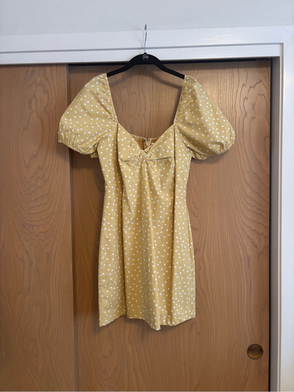 Abercrombie & Fitch Yellow Polka Dot Puff-Sleeve Mini Dress